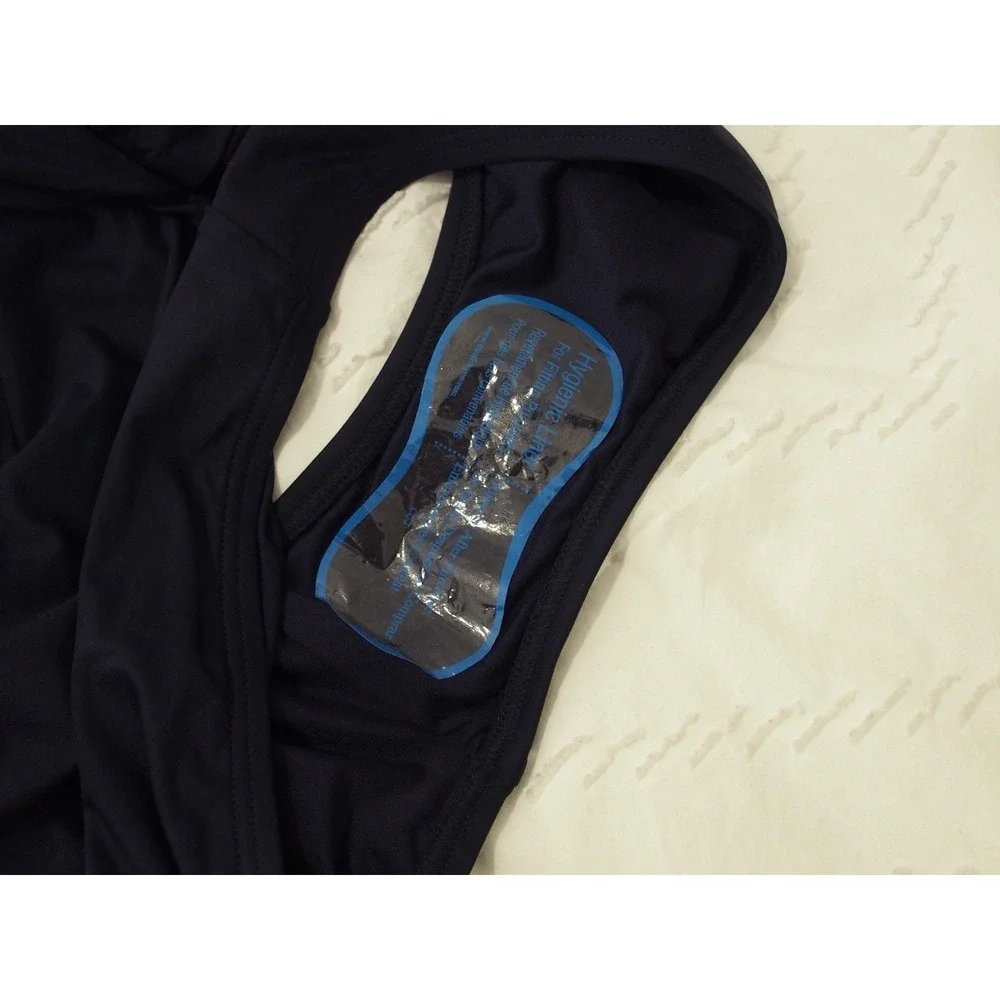 DKNY Swimsuit Navy Blue Starburst Ruched Adjustable Strap One Piece Swim Size L - Picture 5 of 10